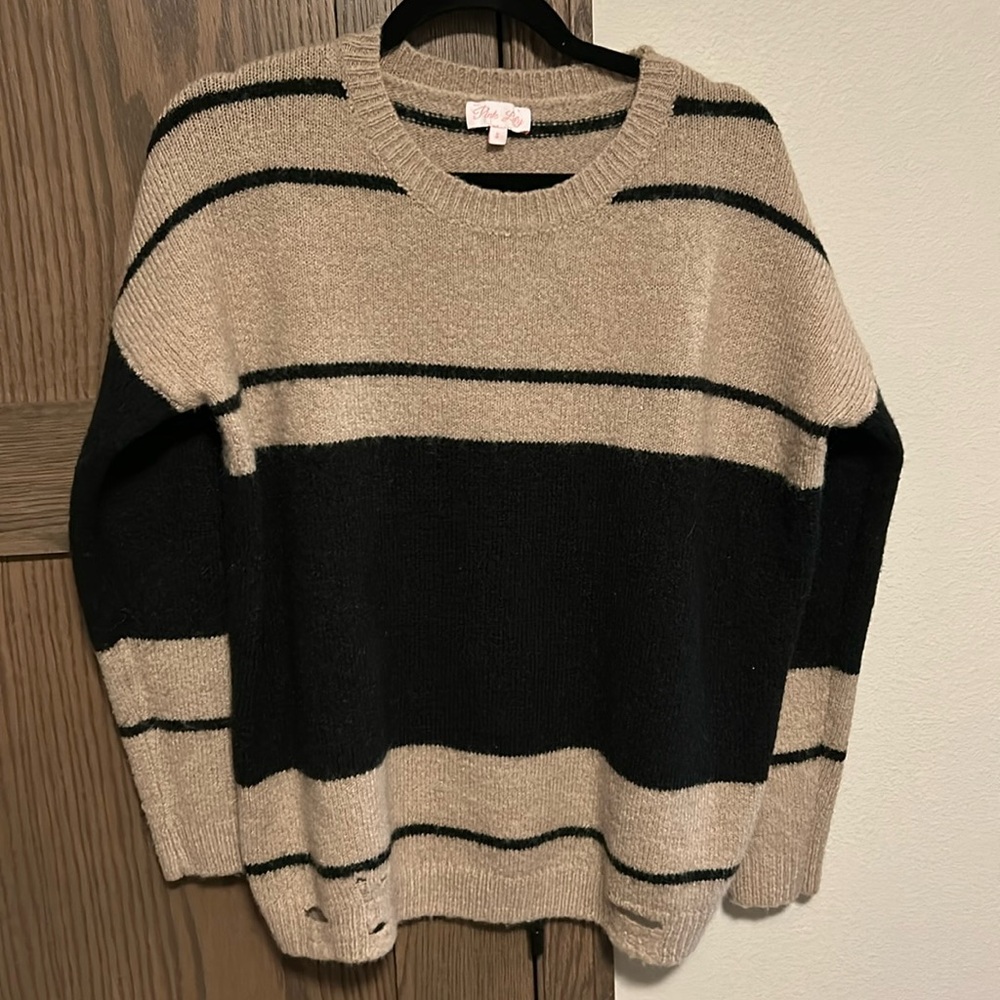 Pink Lily distressed oversized sweater